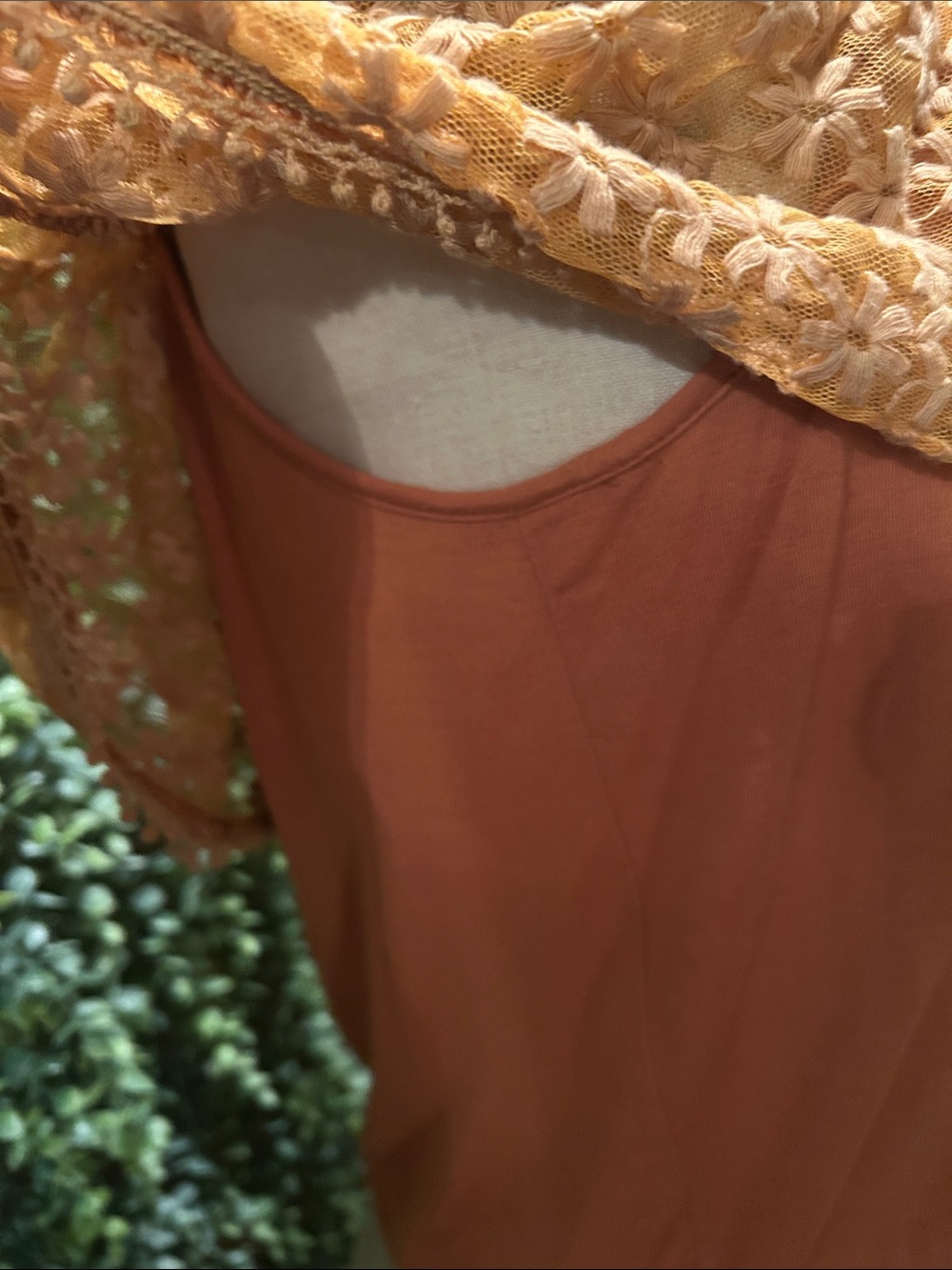 Embroidered Off-Shoulder Rust Top - Picture 2 of 3